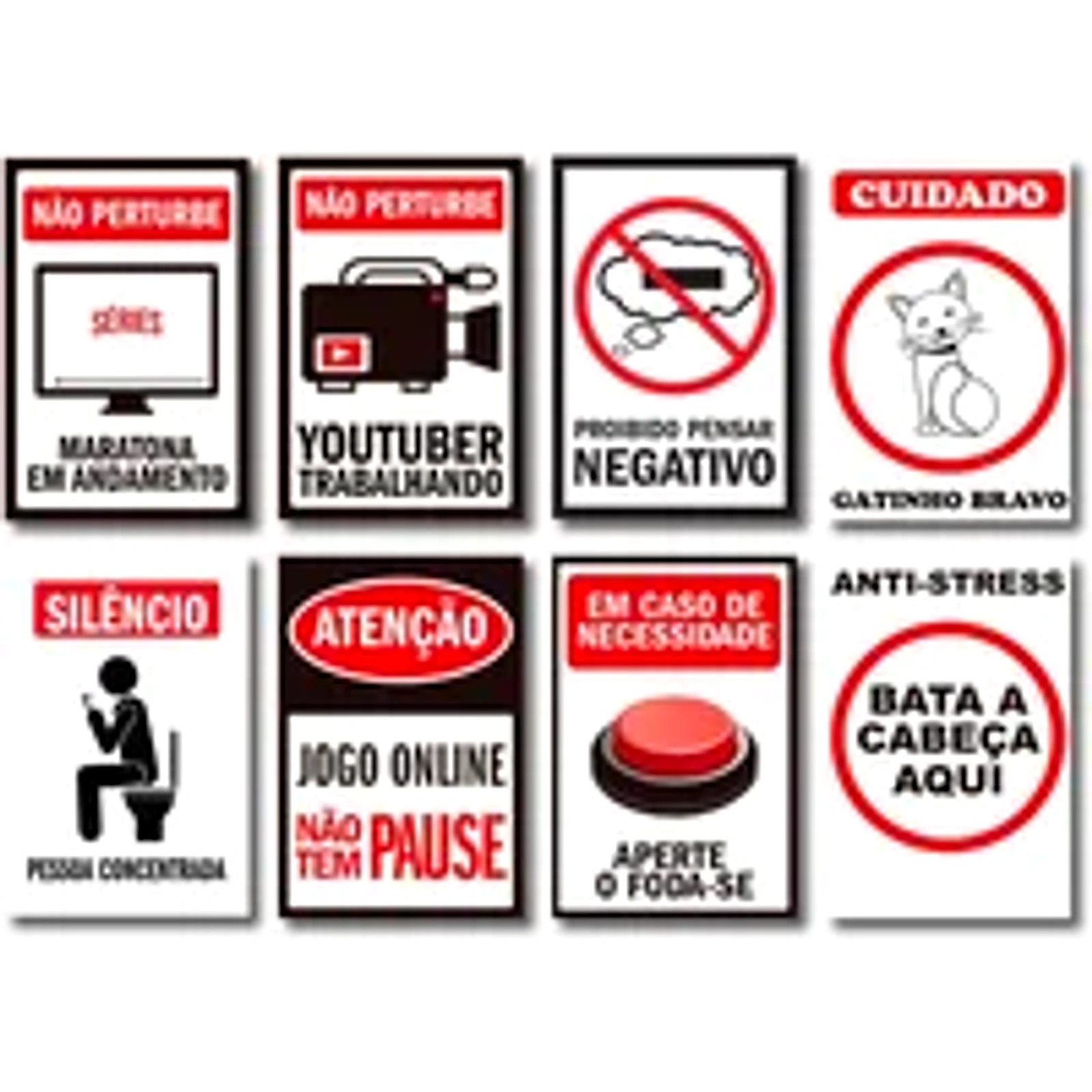 Kit Placas Decorativas Frases Nerd Geek Mdf - 8 Placas