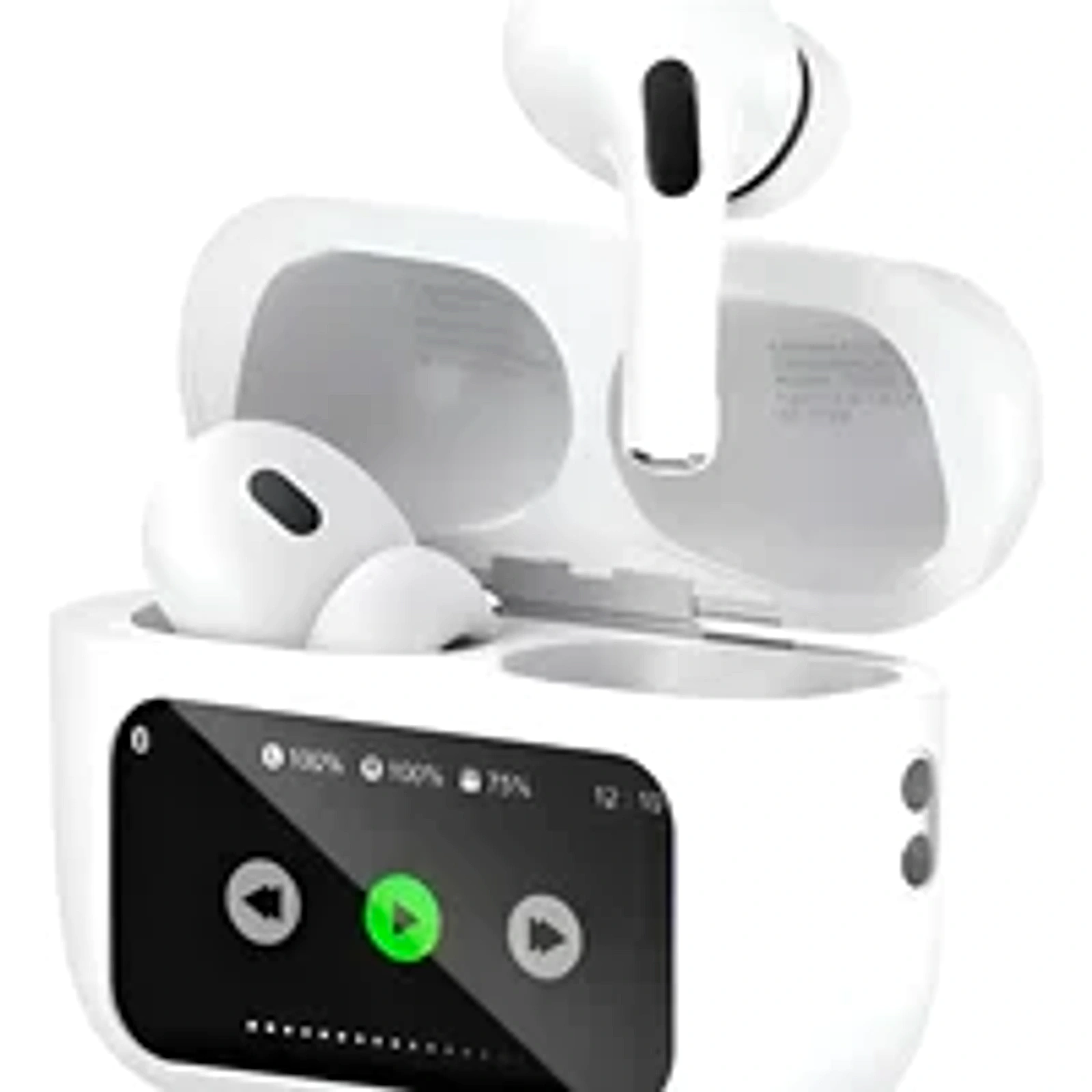 Fone De Ouvido Sem Fio Bluetooth Digital Tela Touch Graves Branco