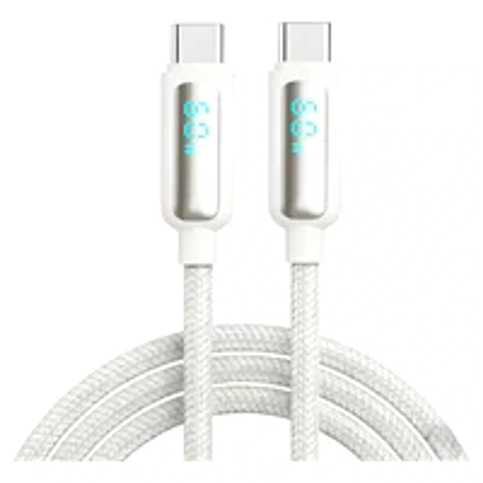 Cabo Carregador Turbo Trançado De Nylon Branco Compatível Com Iphone 15/16/17 Pro Max Certificado Premium