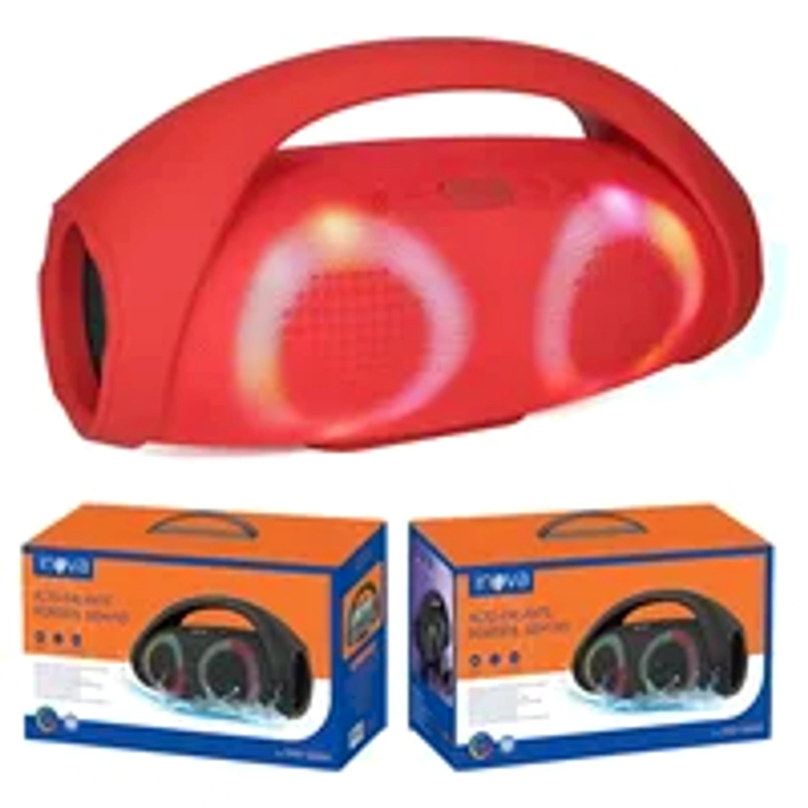 Caixa De Som Portátil Booms Box Alça Amplificador Bluetooth - Inova Vermelho
