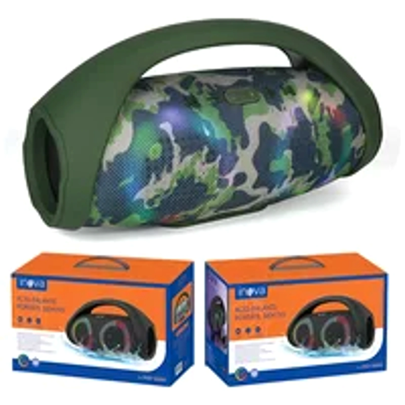 Caixa De Som Portátil Booms Box Alça Amplificador Bluetooth - Inova Camuflada