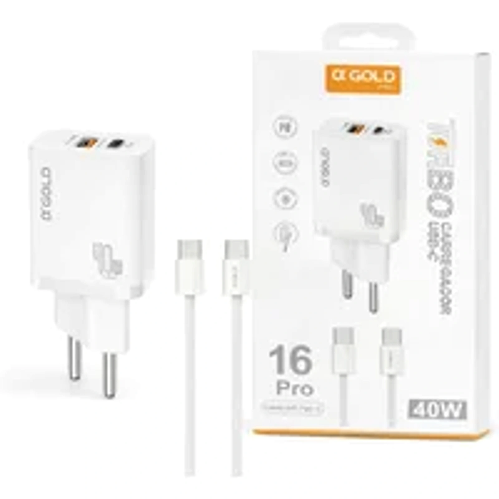 Carregador Turbo 40w Para Iphone 17 17 Pro 17 Promax + Cabo