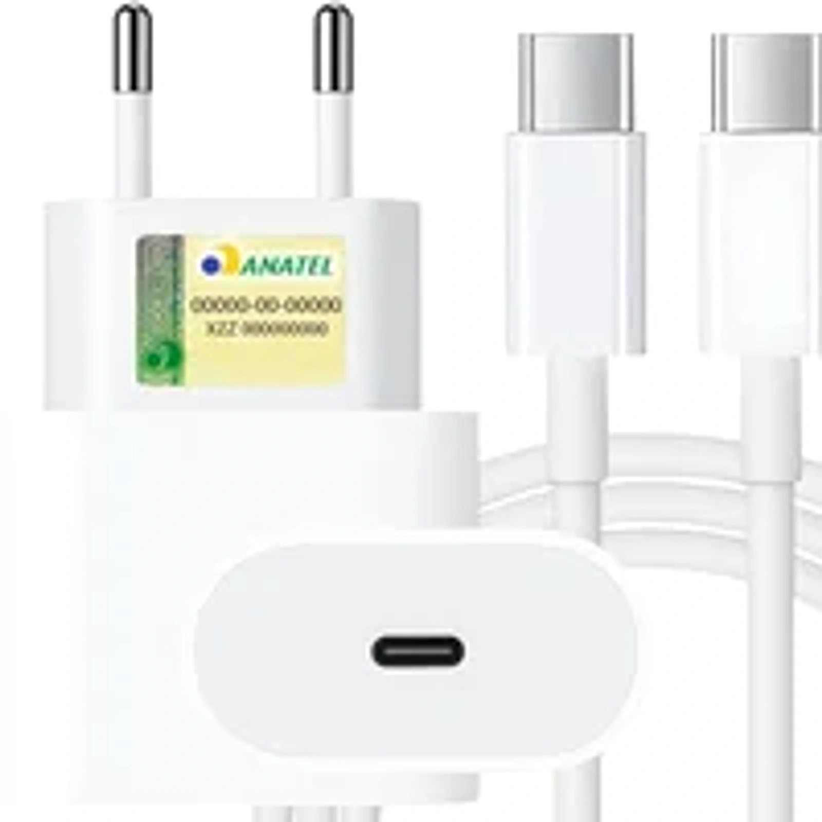 Carregador Turbo Tipo C Compatível Com Iphone 15, 15 Pro, 15 Pro Max, Iphone 16, 16 Pro, 16 Pro Max, Samsung Galaxy, Ios/android Turbo + Cabo Usb-c