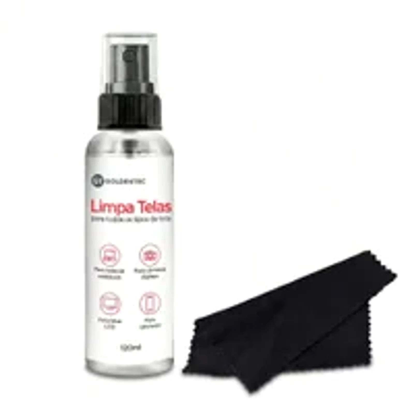 Spray Limpa Tela Goldentec - 120ml - Com Flanela - Para Limpeza De Notebook, Tvs E Monitores