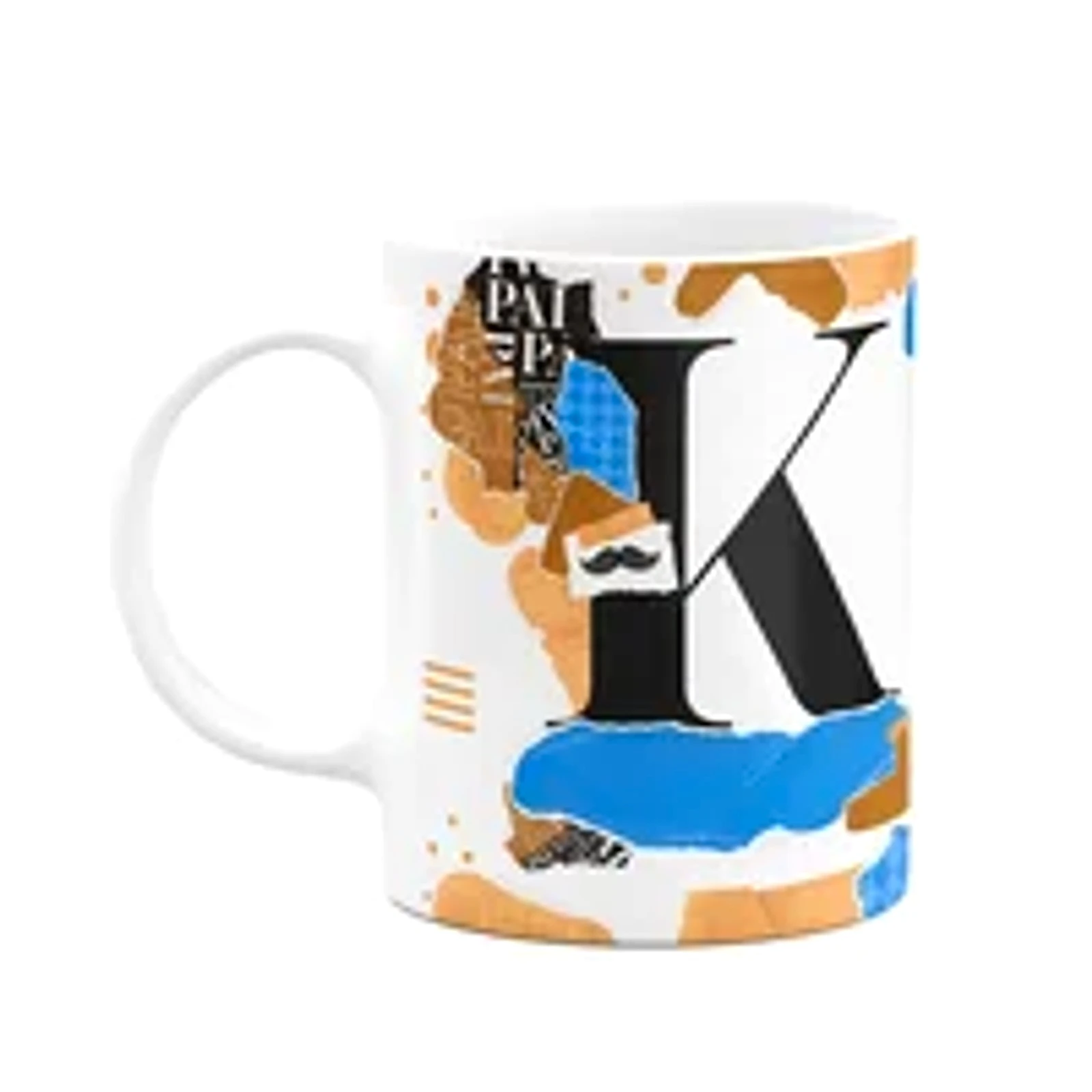 Caneca Do Pai - Inicial Do Nome Letra K - Bg-blue