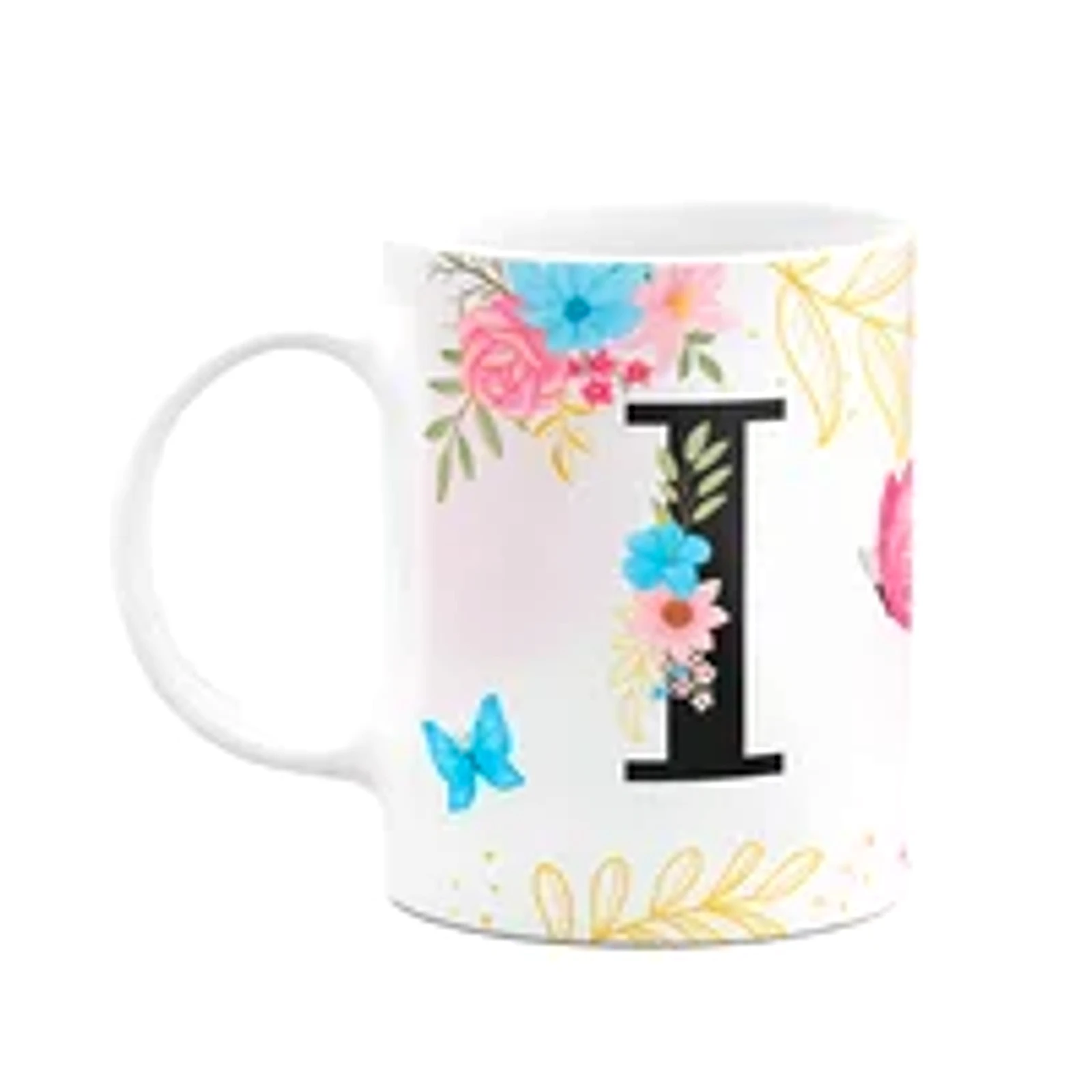 Caneca Floral Garden - Inicial Do Nome Letra I - 325ml