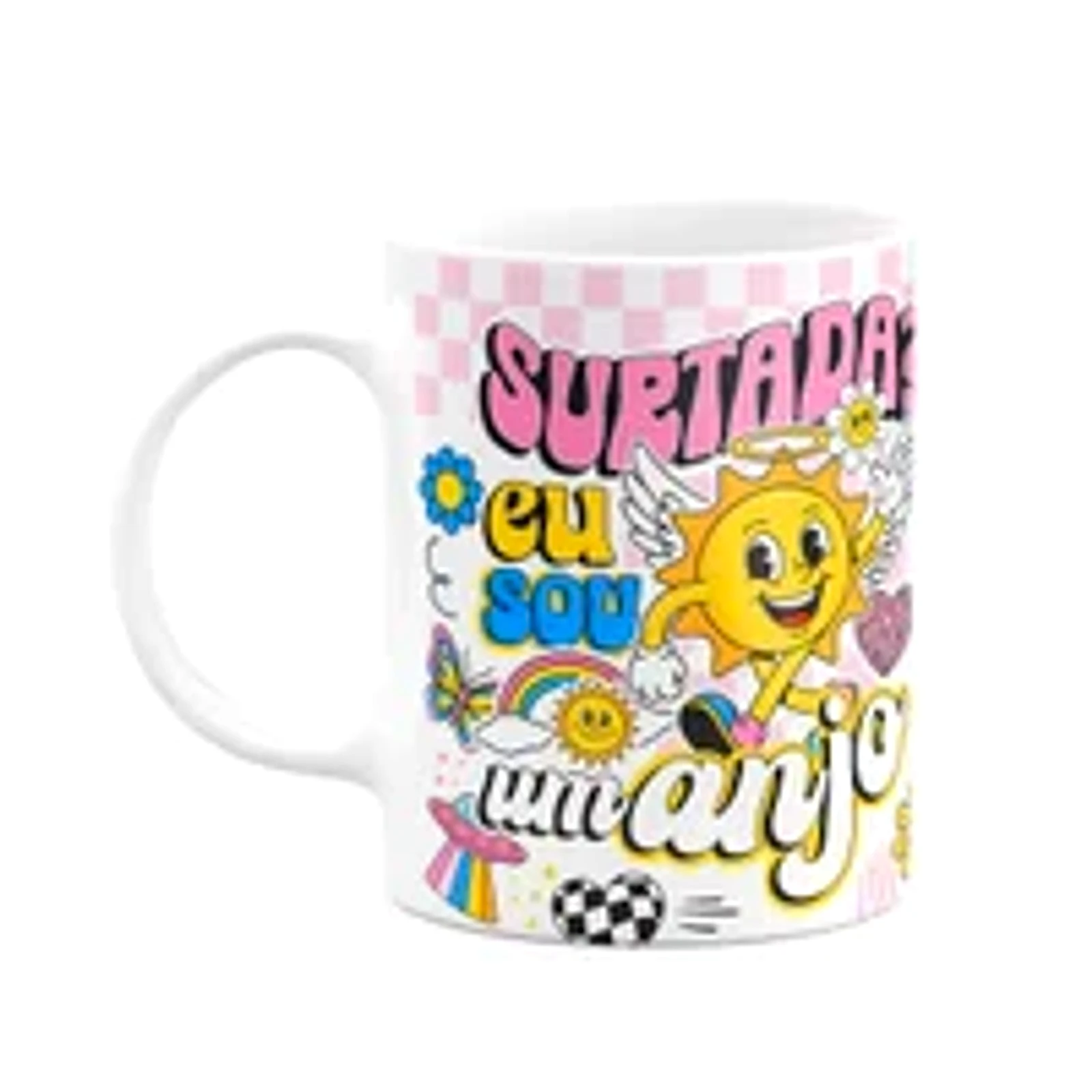Caneca Divertida Vibes - Surtada? Eu Sou Um Anjo!