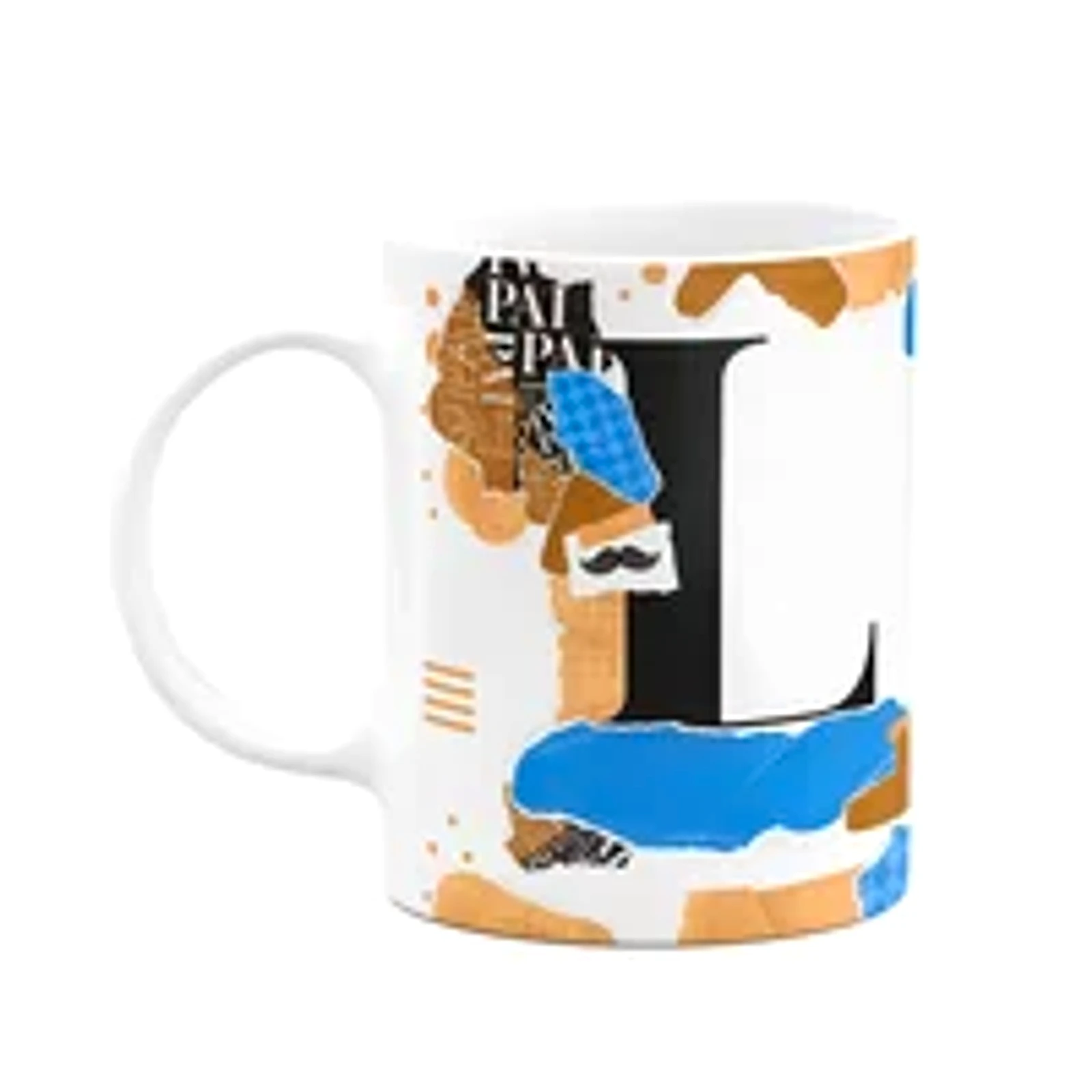 Caneca Do Pai - Inicial Do Nome Letra L - Bg-blue