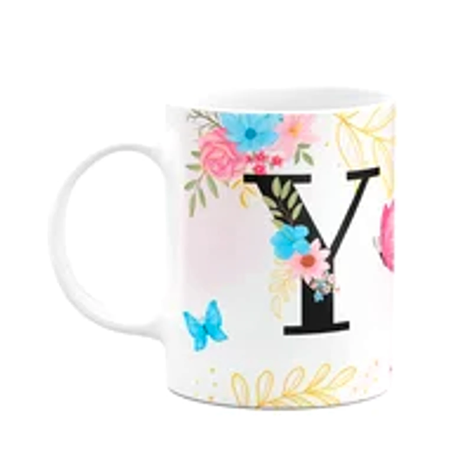 Caneca Floral Garden - Inicial Do Nome Letra Y - 325ml