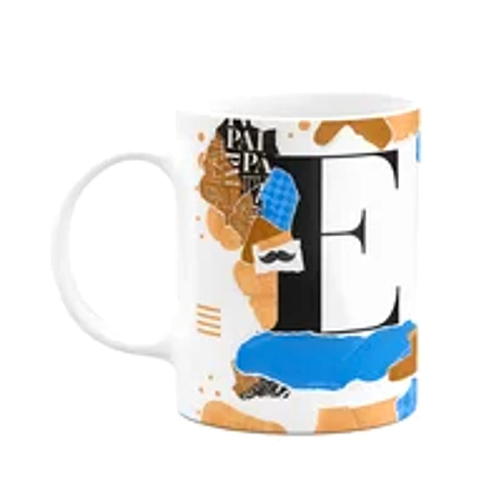 Caneca Do Pai - Inicial Do Nome Letra E - Bg-blue