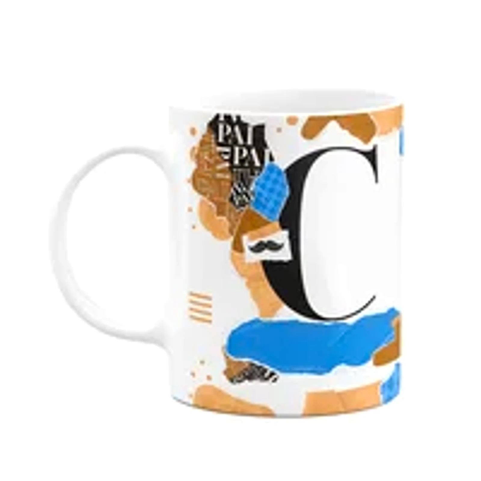 Caneca Do Pai - Inicial Do Nome Letra C - Bg-blue