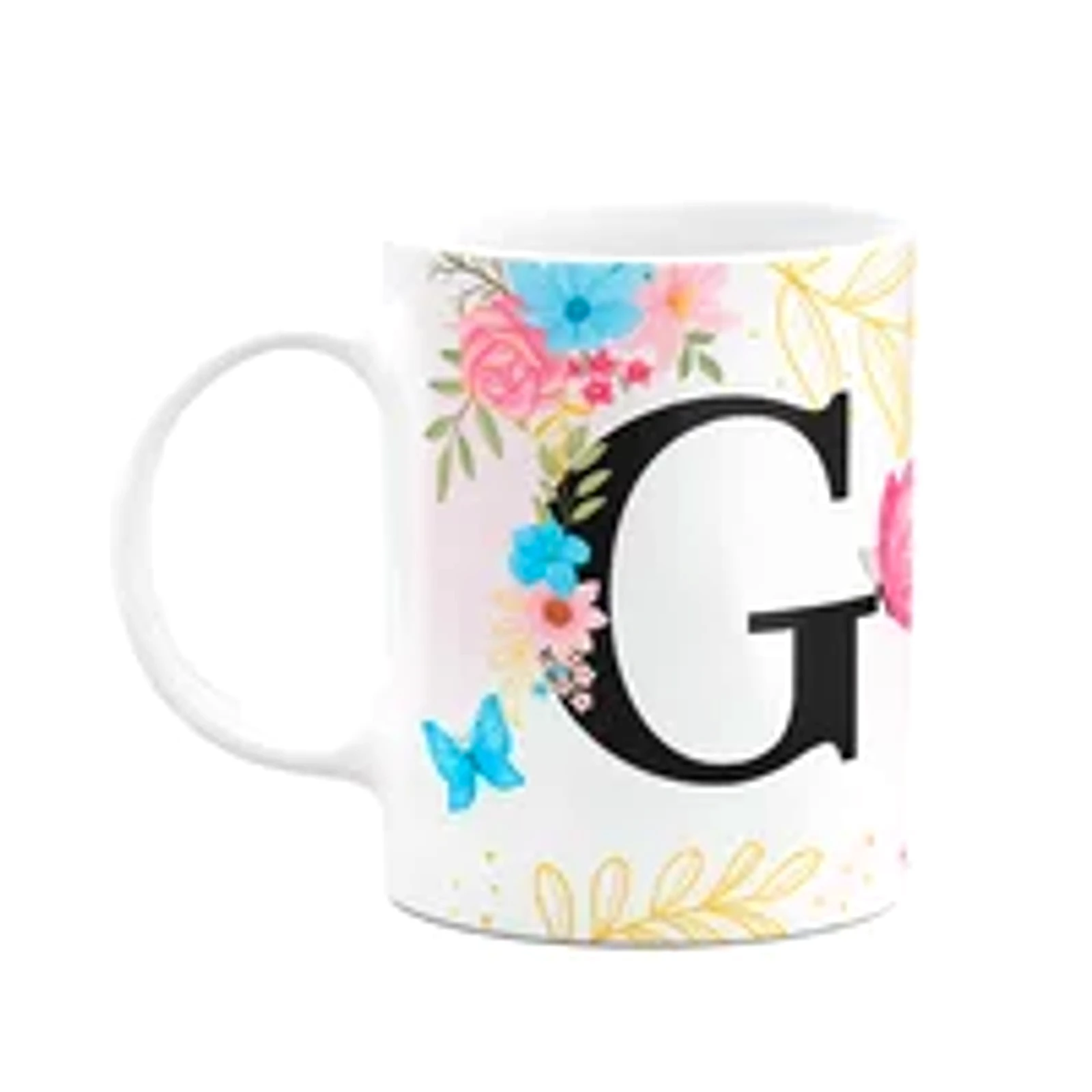Caneca Floral Garden - Inicial Do Nome Letra G - 325ml