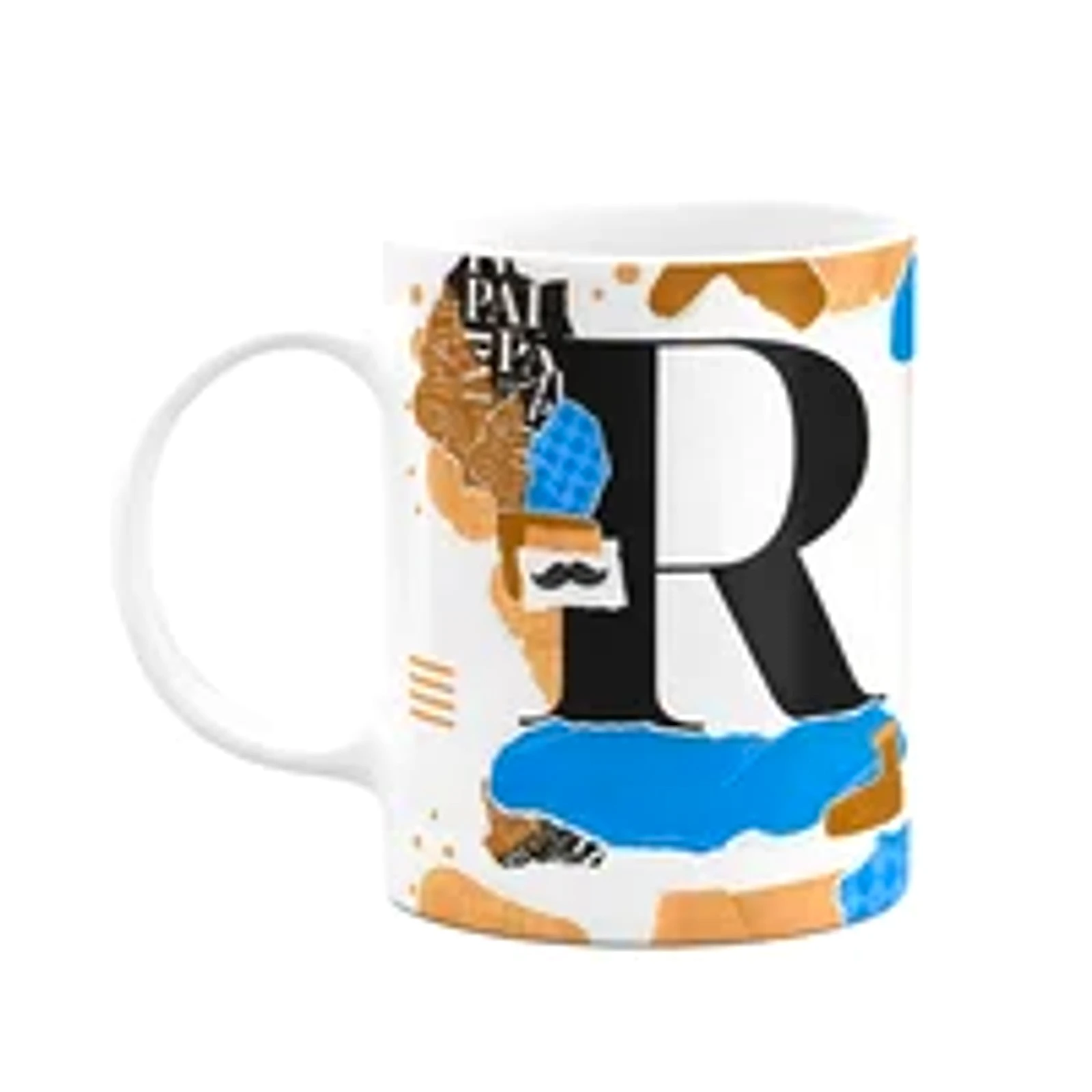 Caneca Do Pai - Inicial Do Nome Letra R - Bg-blue