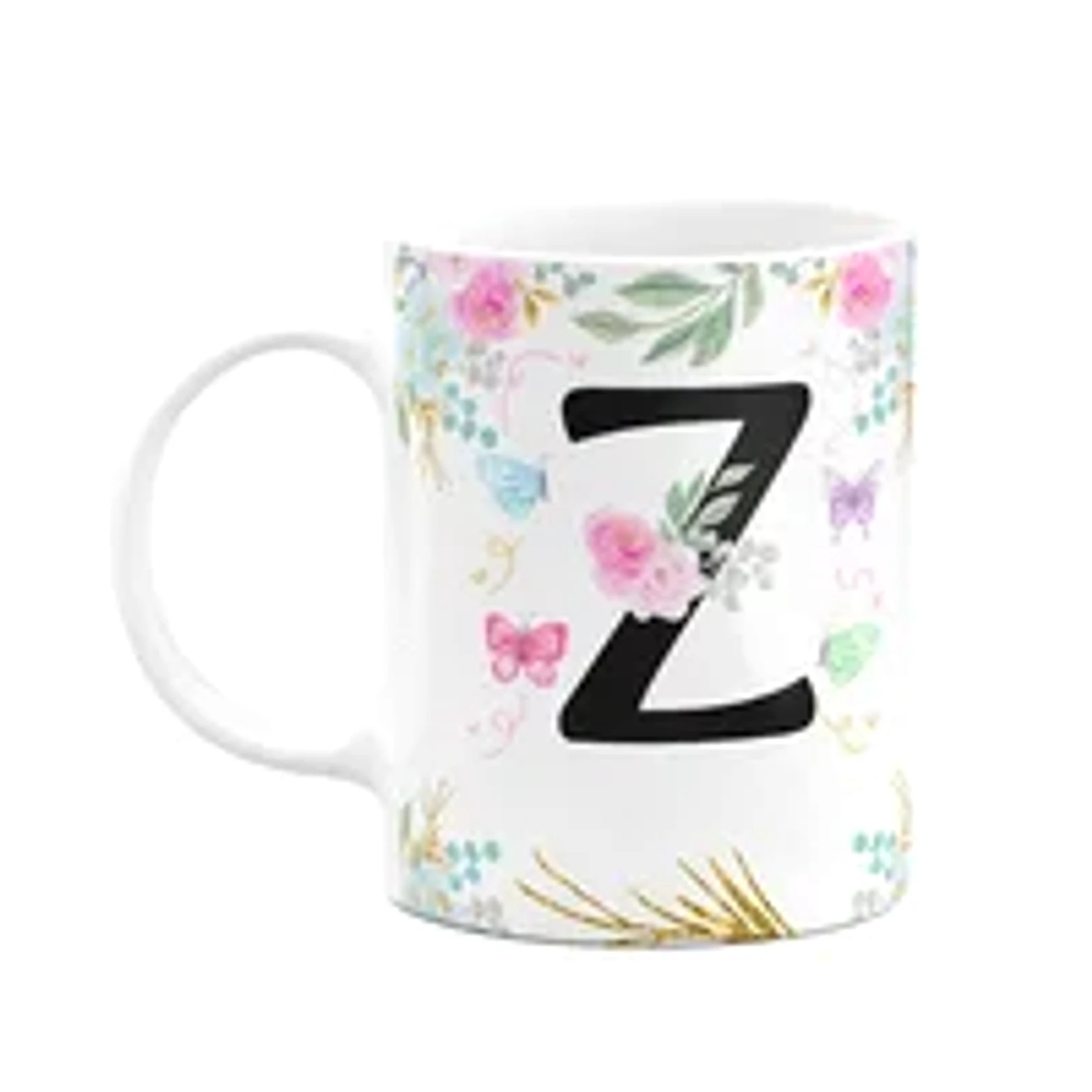 Caneca Floral - Inicial Do Nome Letra Z - 325ml