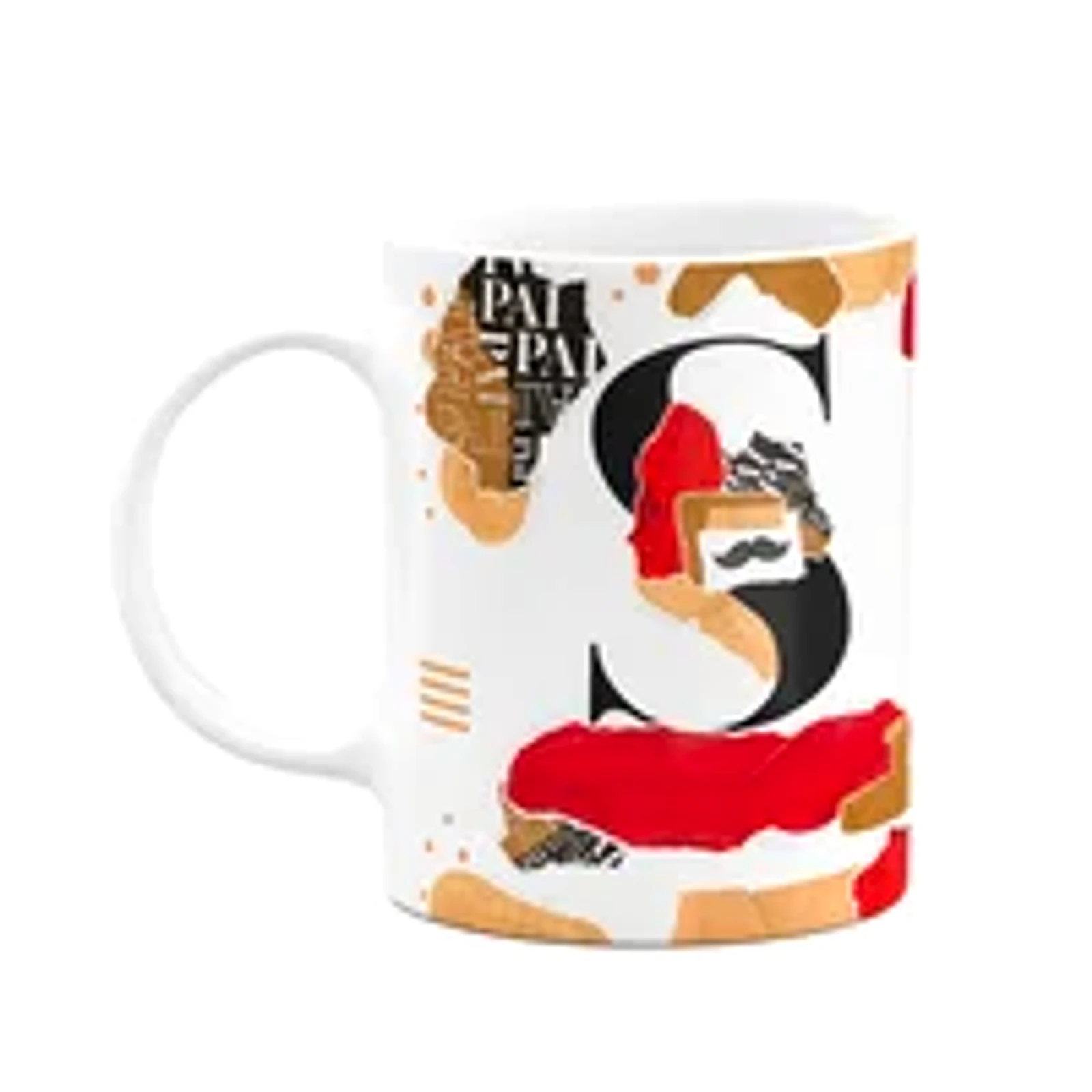 Caneca Do Pai - Inicial Do Nome Letra S - Bg-red