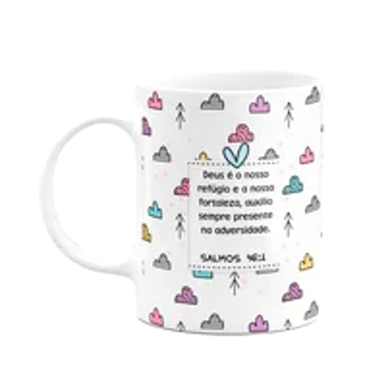 Caneca Religiosa Versículos - Salmos 46:1 - 325ml