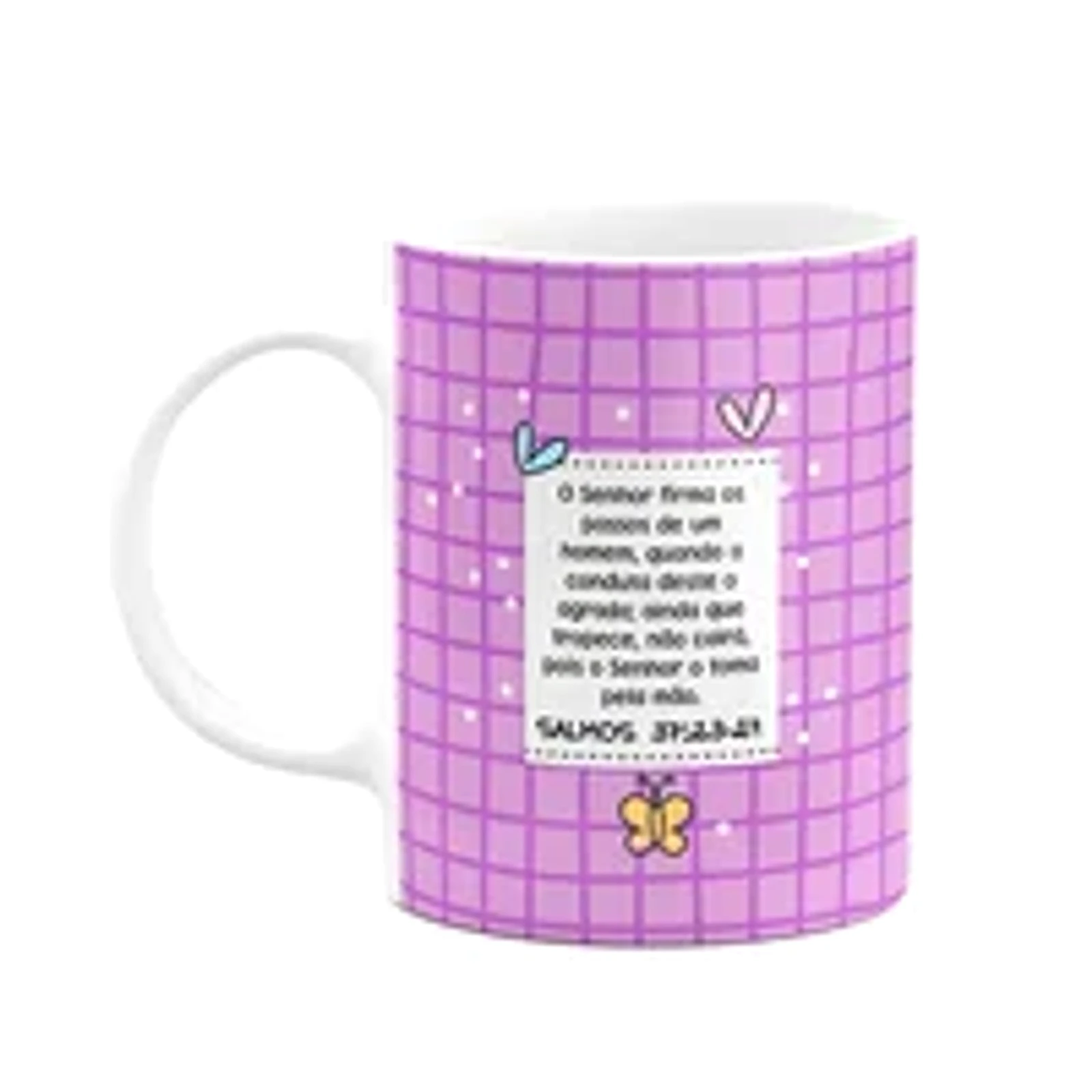 Caneca Religiosa Versículos - Salmos 37: 23-24 - 325ml